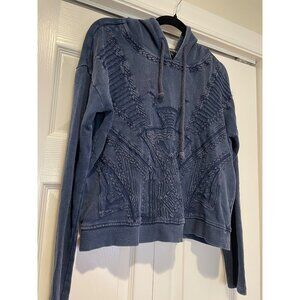 Vtg Y2K Forever 21 Womens Distressed Cropped Hoodie Size S Grunge Indie Punk 90s